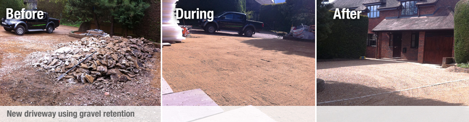 new drive using gravel retention